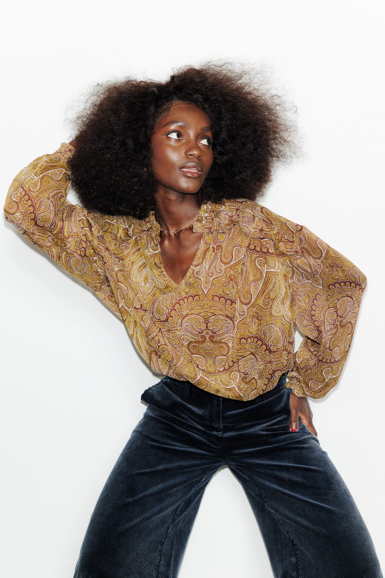 Patterned muslin blouse