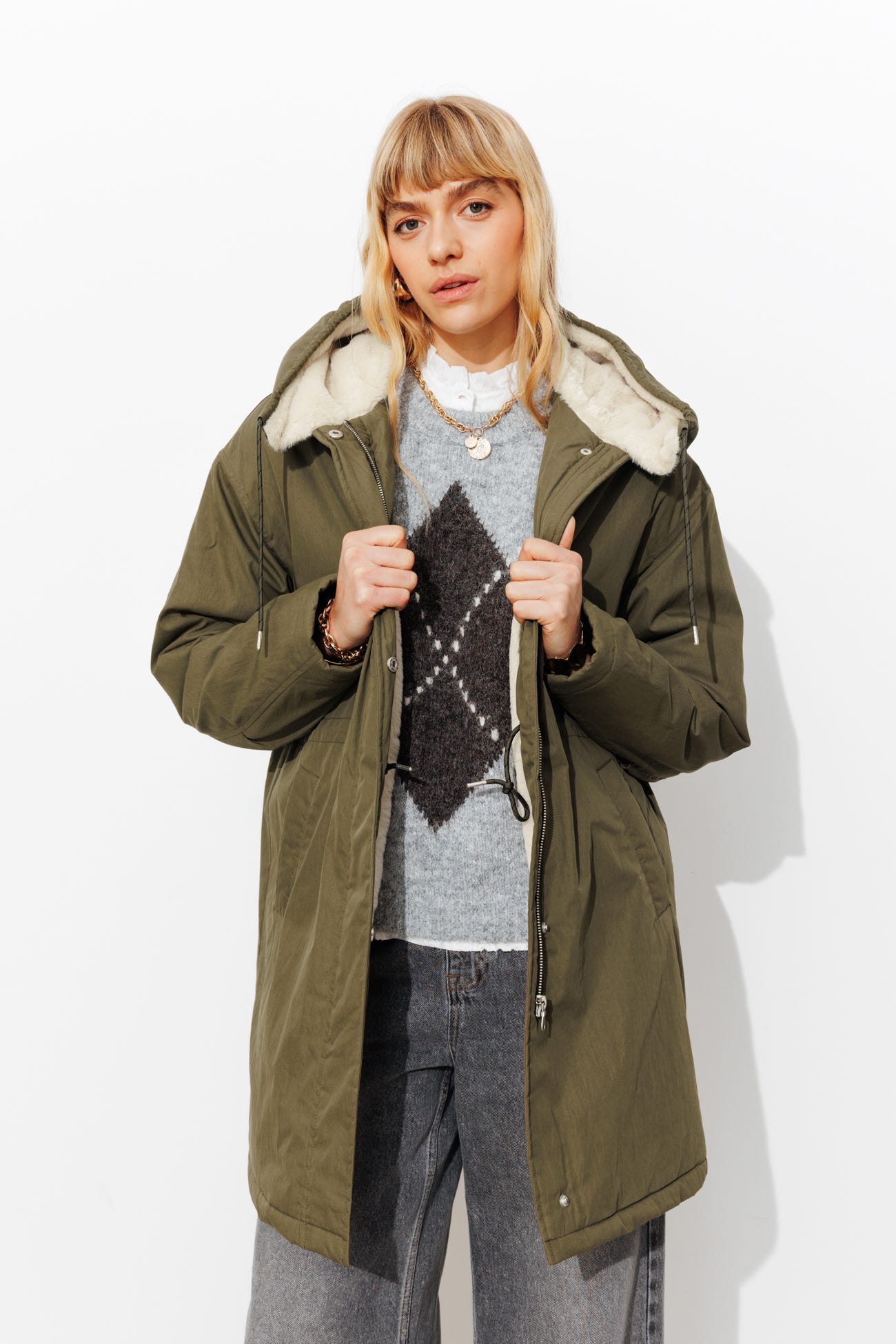 Faux fur lined parka